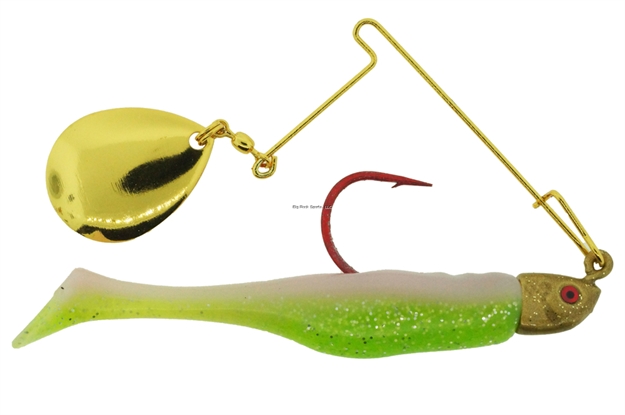 Picture of Bass Assassin Red Daddy Jig Spinner Combo, 4", 1/4 Oz, Electric Chicken, 2/Pack