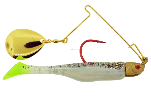 Picture of Bass Assassin Red Daddy Jig Spinner Combo, 4", 1/4 Oz, Salt & Pepper Silver Phantom/Chartreuse Tail, 2/Pack