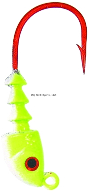 Picture of Bass Assassin Red Hook Jighead, 1/4 Oz, 4/0 Wide Gap Hook, Chartreuse Flash, 4/Pack