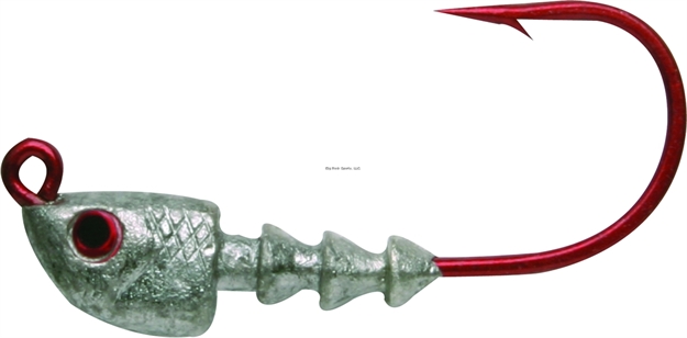 Picture of Bass Assassin Red Hook Jighead, 1/4 Oz, 4/0 Wide Gap Hook, Lead/Unpainted, 4/Pack