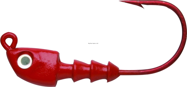 Picture of Bass Assassin Red Hook Jighead, 1/4 Oz, 4/0 Wide Gap Hook, Red, 4/Pack
