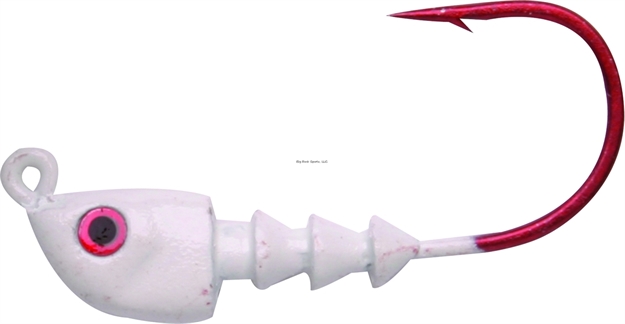 Picture of Bass Assassin Red Hook Jighead, 1/4 Oz, 4/0 Wide Gap Hook, White, 4/Pack