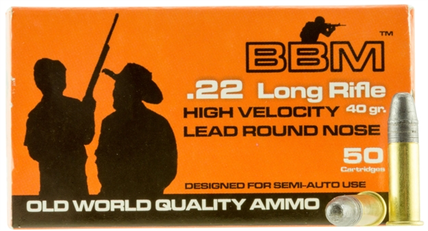 Picture of Bbm 899033 High Velocity 22 Long Rifle (Lr) 40 GR Copper-Plated Round Nose 50 Bx/ 100 CS