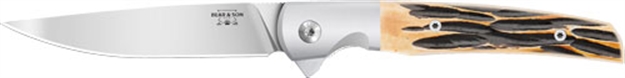 Picture of Bear & Sons Cutlery & Son 21 Pattern 3.38" D2 Stag Bone Rancher Liner Lock! 521