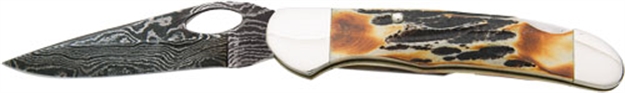 Picture of BEAR & SONS CUTLERY & SON COWHAND 2.78" LCKNG STAG BONE DAMASCUS W/CLIP 5150LD