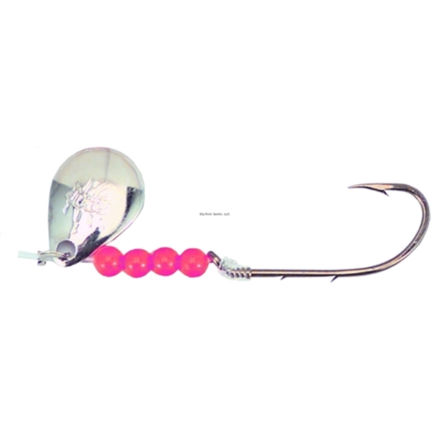 Picture of Bear Paw Flicker Snelled Hook, Size 6, Baitholder, Bronze, Nickel Spinner, 8" Mono, 6 Per Pack