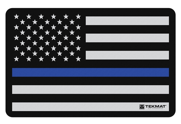 Picture of  Tekmat Tekr17police Police Support Cleaning Mat Black/White/Blue Rubber 11"X17" Blue Line Flag 612409970930