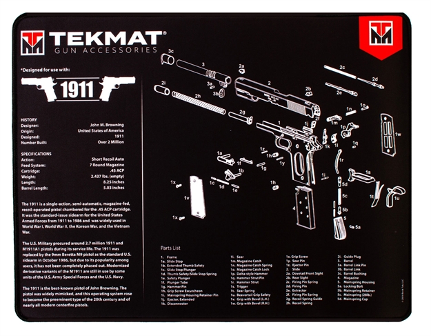 Picture of  Tekmat Tekr201911  Ultra 20 Cleaning Mat Black/White Rubber 15"X20" 1911 Parts Diagram 612409971258