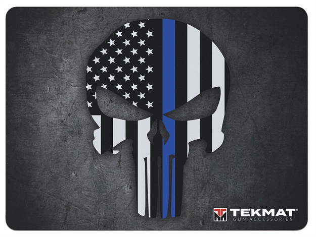 Picture of  Tekmat Tekr20punisher  Ultra 20 Cleaning Mat Black/White/Blue Rubber 15"X20" Blue Line Punisher Skull 612409970664
