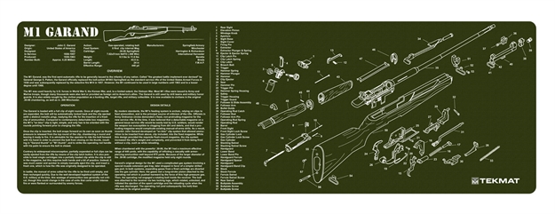 Picture of Tekmat Tekr36m1garand M1 Garand Cleaning Mat OD Green Rubber 36" Long M1 Garand Parts Diagram
