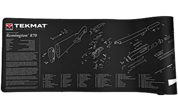 Picture of  Tekmat Tekr44rem870 Remington 870 Ultra 44 Cleaning Mat Remington 870 Parts Diagram 15" X 44" 612409971678