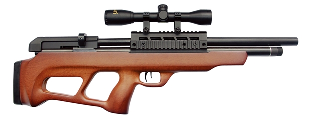Picture of  Beeman 1357 Under-Lever  Pre-Charged Pneumatic 177 Pellet 12+1 Shot Black Black Receiver European Hardwood Scope 4X32mm 026785013578