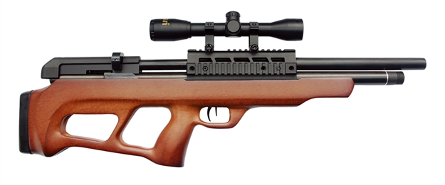 Picture of  Beeman 1358 Under-Lever  Pre-Charged Pneumatic 22 Pellet 10+1 Shot Black Black Receiver European Hardwood Scope 4X32mm 026785013585