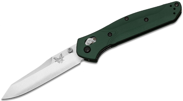 Picture of  Benchmade 940 Osborne Folding Knife 3.4" S30v Satin Plain Blade, Green Aluminum Handles