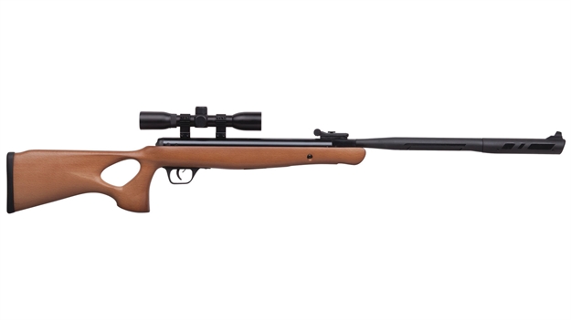 Picture of Crosman Cvh22rdnswx Valiant Air Rifle Nitrogen Piston Elite 22 Black Rifled Steel Barrel, Black Receiver, Fixed Hardwood Thumbhole Stock, Includes 4X32mm Scope CVH22RDNS-WX 028478151277