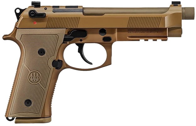 Picture of  Beretta Usa Js92m9a4g M9a4  9Mm Luger 5.10" Threaded Barrel 10+1, Flat Dark Earth Cerakote Polymer Frame, Serrated Steel Optic Cut Slide, Polymer Grip & Decocker Safety