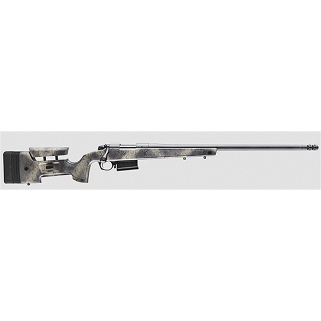 Picture of  Bergara Rifles B14lm361 B-14 Wilderness Hmr 300 Win Mag 5+1 26" Threaded, Sniper Gray Cerakote Barrel/Rec, Adj. Softtouch Woodland Camo Stock With Mini-Chassis, Omni Muzzle Brake 043125015139
