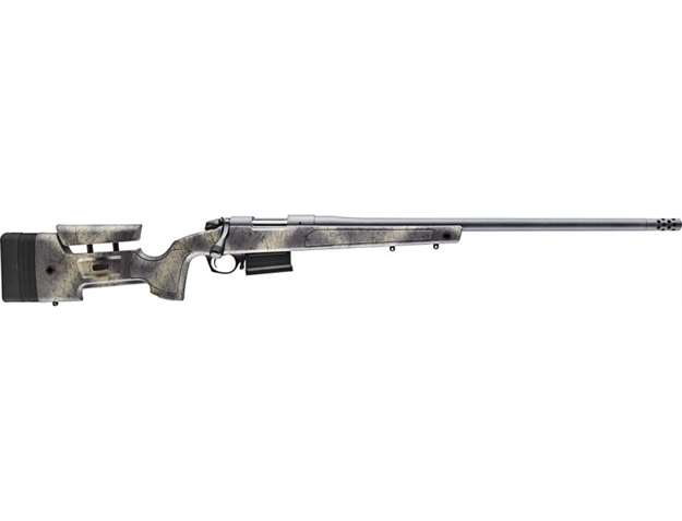 Picture of  Bergara Rifles B14s382 B-14 Wilderness Hmr 6.5 Creedmoor 5+1 24" Threaded, Sniper Gray Cerakote Barrel/Rec, Adj. Softtouch Woodland Camo Stock With Mini-Chassis, Omni Muzzle Brake 043125015252
