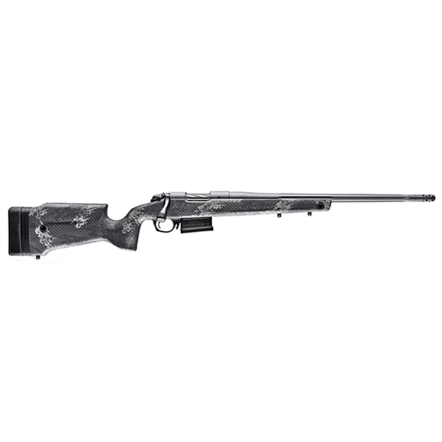 Picture of  Bergara Rifles B14sm759 B-14 Crest 6.5 Prc 3+1 20" Fluted/Threaded, Sniper Gray Cerakote Barrel/Rec, Monte Carlo Carbon Fiber Stock With Black & Gray Splatter, Omni Muzzle Brake 043125016716