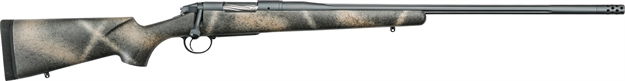 Picture of  Bergara Rifles Bpr33300prc Premier Highlander 300 Prc 2+1 24" Sniper Gray Cerakote 4.49" Fluted Barrel, Sniper Gray Cerakote 416 Stainless Steel Receiver, Woodland Camo Grayboe Stock, Right Hand