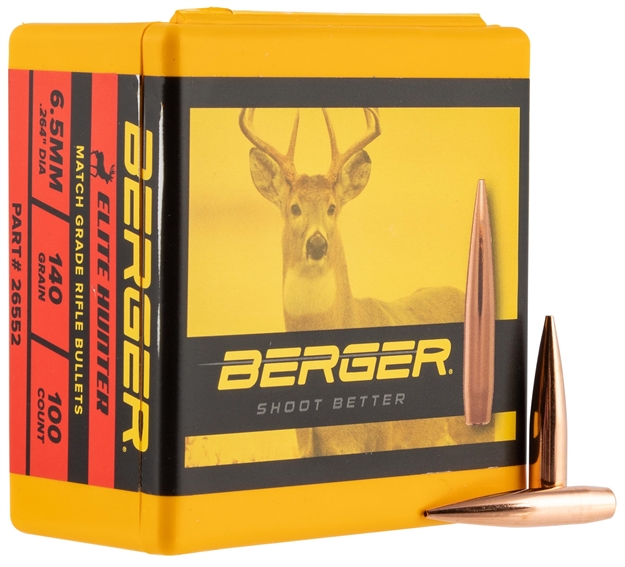 Picture of  Berger Bullets 26552 Elite Hunter Match Grade 6.5Mm 140Gr Boat Tail 100/Box 679459265522