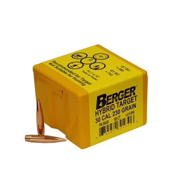 Picture of Berger Hybrid Target Bullets, 30 Caliber 230 Grain 100 Count Box 30430