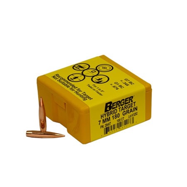 Picture of  Berger Bullets 28407 Hybrid Target Match Grade 7Mm 180Gr 100/Box 679459284073