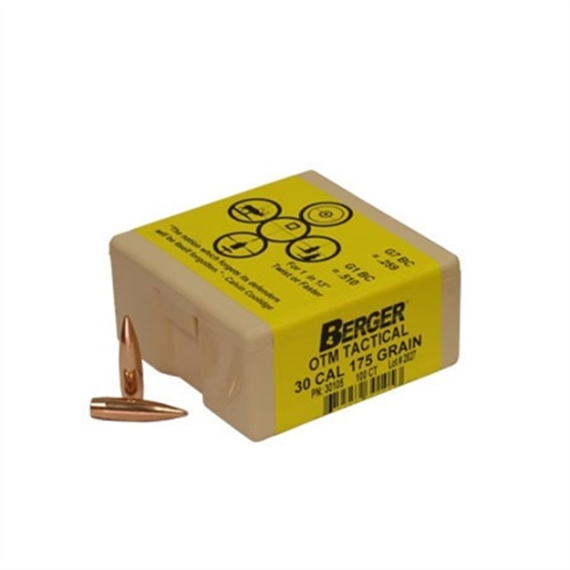 Picture of Berger Otm Tactical Bullets, 30 Caliber 175 Grain 100 Count Box 30105