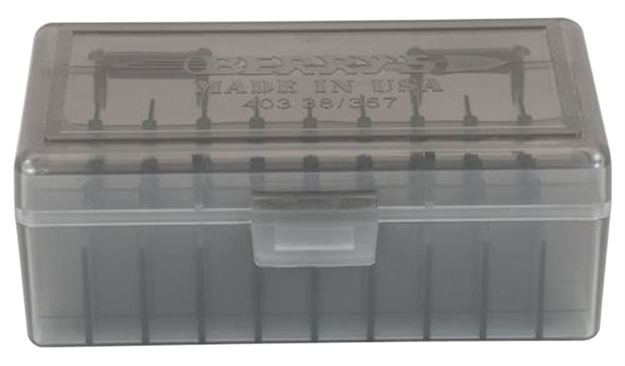 Picture of Berrys 40301 Ammo Box Handgun Ammunition Ammo Box .38/.357 1.70" Oal X .40" 50 RD Injection Molded Polymer Smoke
