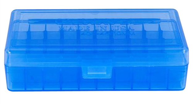 Picture of Berrys 40802 Ammo Box Handgun Ammunition Ammo Box .40/.45/10Mm 1.35" Oal X .48" 50 RD Polypropylene Blue