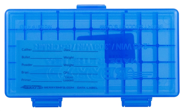 Picture of Berrys 40902 Ammo Box Rifle Ammunition Ammo Box 243/308 1.35" Oal X .48" 50 RD Polypropylene Blue