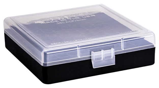 Picture of  Berry's 87412 Ammo Box  9Mm/380Acp Clear/Black Polypropylene 100Rd 711148874124