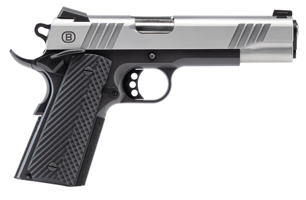 Picture of  Bersa B19117050sbbk B1911  Full Size Frame 45 Acp 8+1 5" Stainless Steel Barrel, Stainless Serrated Steel Slide, Black Stainless Steel Frame W/Beavertail, Black VZ Grip, Ambidextrous 704674464709