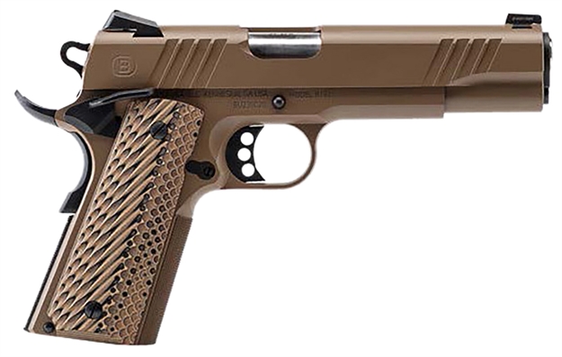 Picture of  Bersa B19117050dehb B1911  45 Acp 8+1 5" Stainless Steel Barrel, Flat Dark Earth Serrated Slide, Flat Dark Earth Stainless Steel Frame W/Beavertail, Fde VZ Grip 704674046561