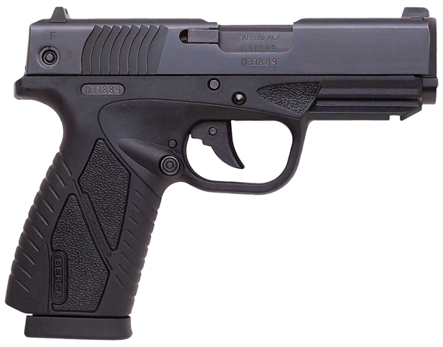 Picture of  Bersa Bp380mcc Bpcc Concealed Carry Sub-Compact Frame 380 Acp 8+1, 3.30" Black Steel Barrel, Matte Black Serrated Steel Slide & Polymer Frame W/Picatinny Rail