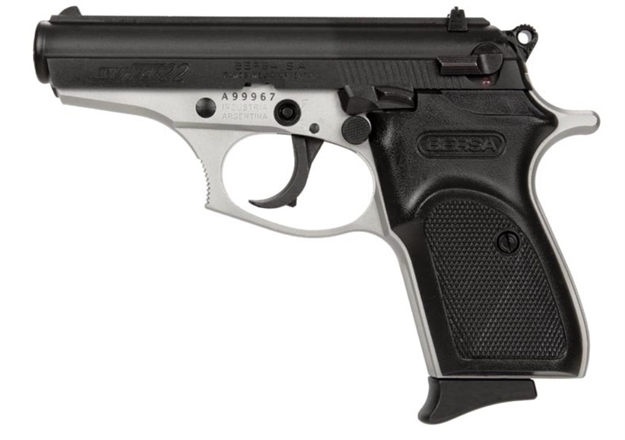 Picture of  Bersa T22dt Thunder  Micro-Compact Frame 22 LR 10+1 3.50" Nickel Steel Barrel, Matte Black Serrated Slide, Nickel Aluminum Frame W/Beavertail 810083201511