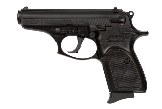 Picture of  Bersa T22m Thunder  Micro-Compact Frame 22 LR 10+1, 3.50" Black Steel Barrel, Matte Black Serrated Slide, Matte Black Aluminum Frame W/Beavertail