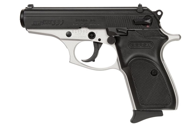 Picture of  Bersa T380dt8 Thunder  Micro-Compact Frame 380 Acp 8+1, 3.50" Steel Barrel, Matte Black Serrated Steel Slide, Satin Nickel Aluminum Frame