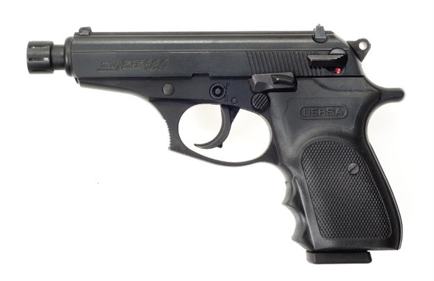 Picture of  Bersa T380m8x Thunder  Micro-Compact Frame 380 Acp 8+1 3.50" Black Steel Threaded Barrel, Matte Black Steel Serrated Slide, Matte Black Aluminum Frame, Black Rubber Grip, Right Hand