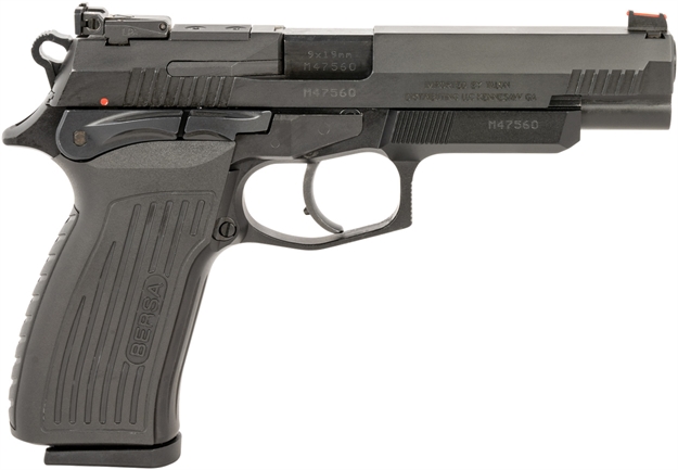 Picture of  Bersa Tpr9xt Tpr XT Full Size Frame 9Mm Luger 17+1, 4.96" Black Steel Barrel, Matte Black Serrated Steel Slide & Aluminum Frame, Ambidextrous
