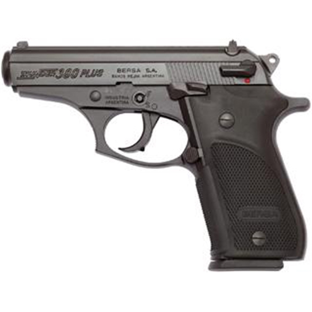 Picture of  Bersa Thun380pm15 Thunder Plus Sub-Compact Frame 380 Acp 15+1, 3.50" Black Steel Barrel, Matte Black Serrated Steel Slide & Aluminum Frame W/Beavertail, Black Right Hand