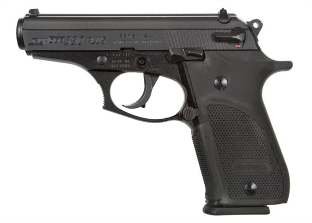 Picture of  Bersa Thun380pm15 Thunder Plus Sub-Compact Frame 380 Acp 15+1, 3.50" Black Steel Barrel, Matte Black Serrated Steel Slide & Aluminum Frame W/Beavertail, Black Right Hand 810083200163