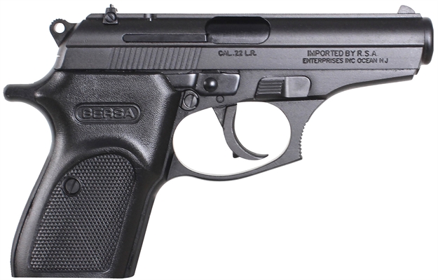 Picture of  Bersa T22m Thunder  Micro-Compact Frame 22 LR 10+1, 3.50" Black Steel Barrel, Matte Black Serrated Slide, Matte Black Aluminum Frame W/Beavertail 810083201504