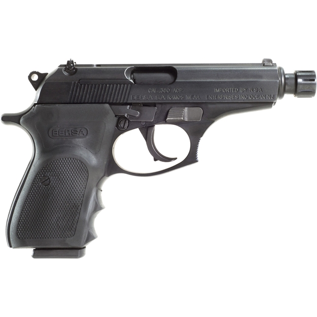 Picture of  Bersa T380m8x Thunder  Micro-Compact Frame 380 Acp 8+1 3.50" Black Steel Threaded Barrel, Matte Black Steel Serrated Slide, Matte Black Aluminum Frame, Black Rubber Grip, Right Hand 810083200279