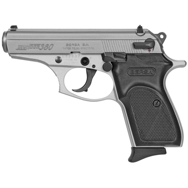 Picture of  Bersa T380nkl8 Thunder  Micro-Compact Frame 380 Acp 8+1, 3.50" Satin Nickel Steel Barrel, Serrated Steel Slide & Aluminum Frame 810083200040