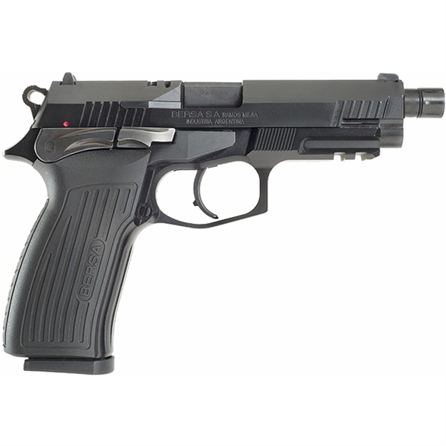 Picture of  Bersa Tpr9mx Tprx  Full Size Frame 9Mm Luger 17+1, 4.25" Black Steel Threaded Barrel, Matte Black Serrated Steel Slide & Aluminum Frame W/Picatinny Rail, Ambidextrous 810083202082