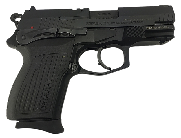 Picture of  Bersa Tpr9cm Tprc  Compact Frame 9Mm Luger 13+1, 3.25" Black Manual Barrel, Matte Black Serrated Steel Slide & Aluminum Frame, Ambidextrous 810083202051