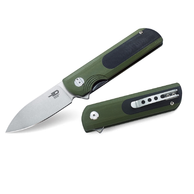 Picture of Bestech Pebble Folder 3.0 IN Plain Black-Green G-10 Handle