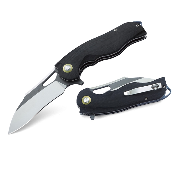 Picture of Bestech Rhino Folder 3.625 IN Gray Satin Plain Black G-10