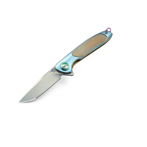 Picture of Bestech Sapphire Folder 2.36 IN Plain Gold Titanium Handle